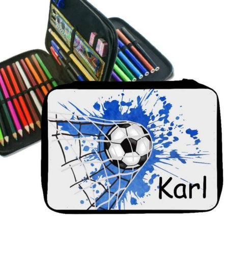 Federmäppchen mit Name Fußball Junge personalisiert Geschenk Einschulung Federmappe Federpenal - CreativMade 