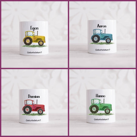Spardose Kinder personalisiert mit Name Traktor Junge Keramik Kinderspardose Geschenk Geburt Geburtstag Einschulung Taufe - CreativMade 
