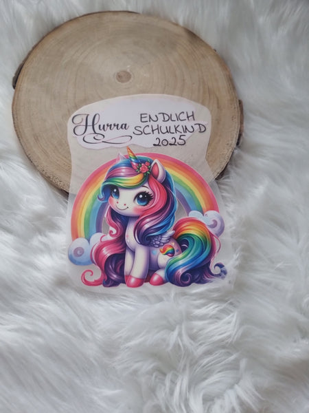 Bügelbild Einhorn Schulkind Kinder Textilaufbügler DIY Projekt hochwertiger DTF Ausdruck XL - CreativMade