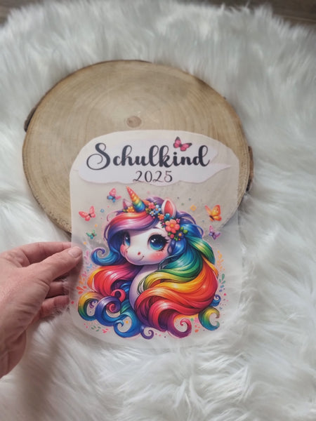 Bügelbild Einhorn Kinder Textilaufbügler DIY Projekt hochwertiger DTF Ausdruck XL - CreativMade