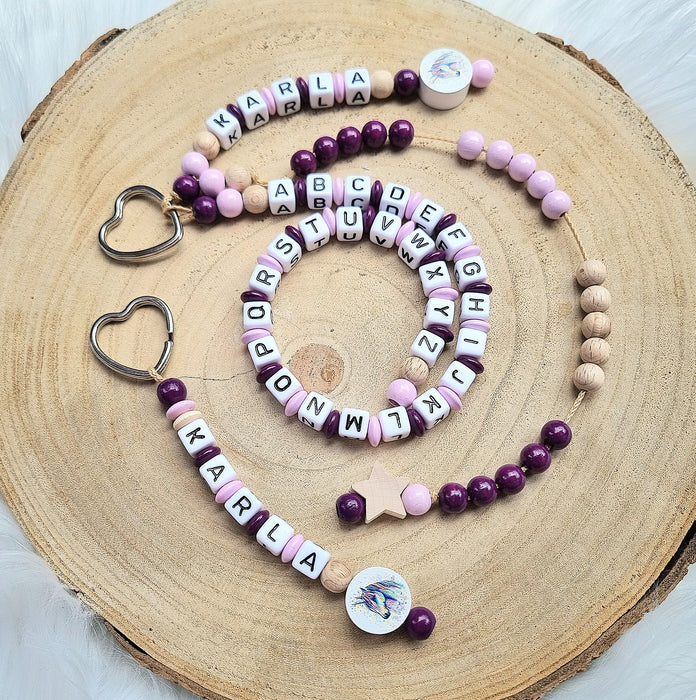 Personalisierte Rechenkette Einhorn mit Buchstaben & Holzperlen – Lernhilfe für Kinder - CreativMade