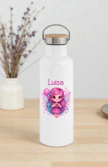 Personalisierte Kinder Trinkflasche mit Namen Fee – Edelstahl Thermosflasche auslaufsicher für Kindergarten & Schule - CreativMade