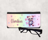Brillenetui Kinder personalisiert mit Name Mädchen Set Brillenputztuch Etui Pink Teddybär - CreativMade 
