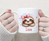 Kinder Tischset personalisiert mit Namen Faultier - abwischbar und rutschfest Platzdeckchen Platzset Tischunterlage - personalisierte Tasse Emaille & Keramik - CreativMade 