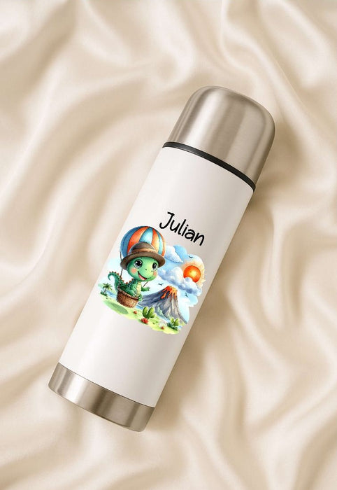 Thermoskanne personalisiert mit Namen Dinosaurier Edelstahl Isolierflasche Thermoflasche Geschenkidee - CreativMade 