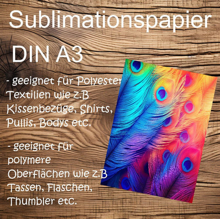 Transferdruck Sublimationspapier Sublimations Druck Ihr Design Ausdruck DIN A3 Sublimationstransfer - CreativMade 