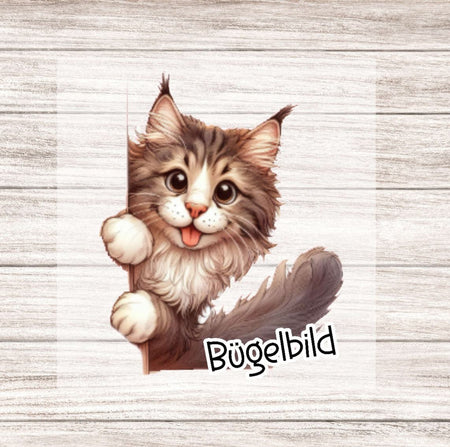 Bügelbild Katze Kinder Textilaufbügler DIY Projekt hochwertiger DTF Ausdruck S - CreativMade