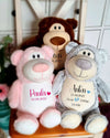 Bär personalisiert mit Name Kuscheltier Mädchen Stofftier Geschenk Geburt Baby Plüschtier - CreativMade 