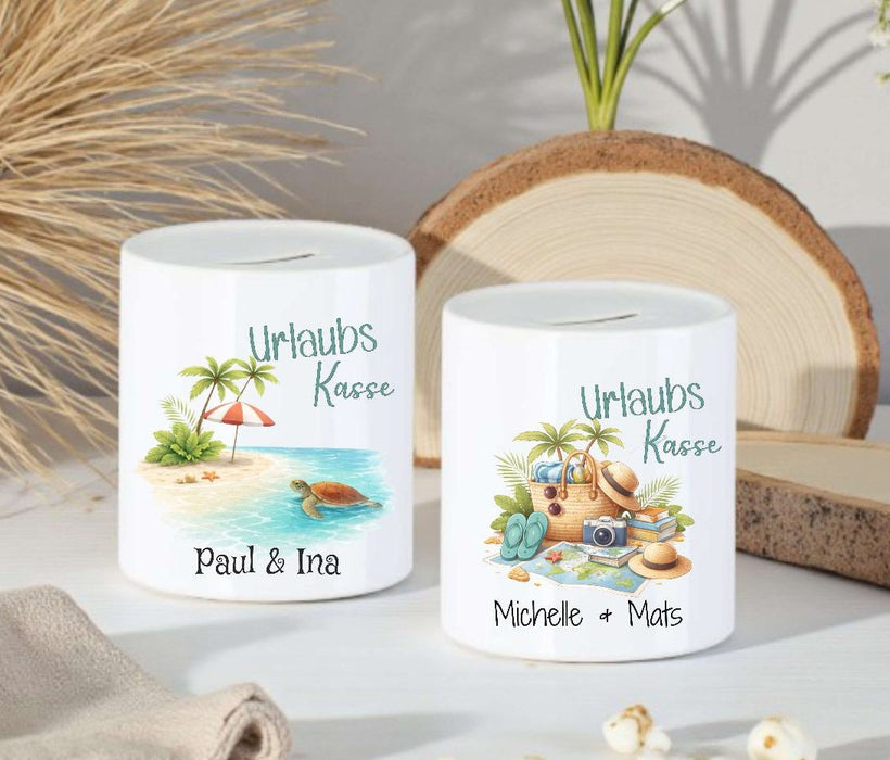 Personalisierte Reisekasse aus Keramik – Urlaubskasse mit Namen - CreativMade