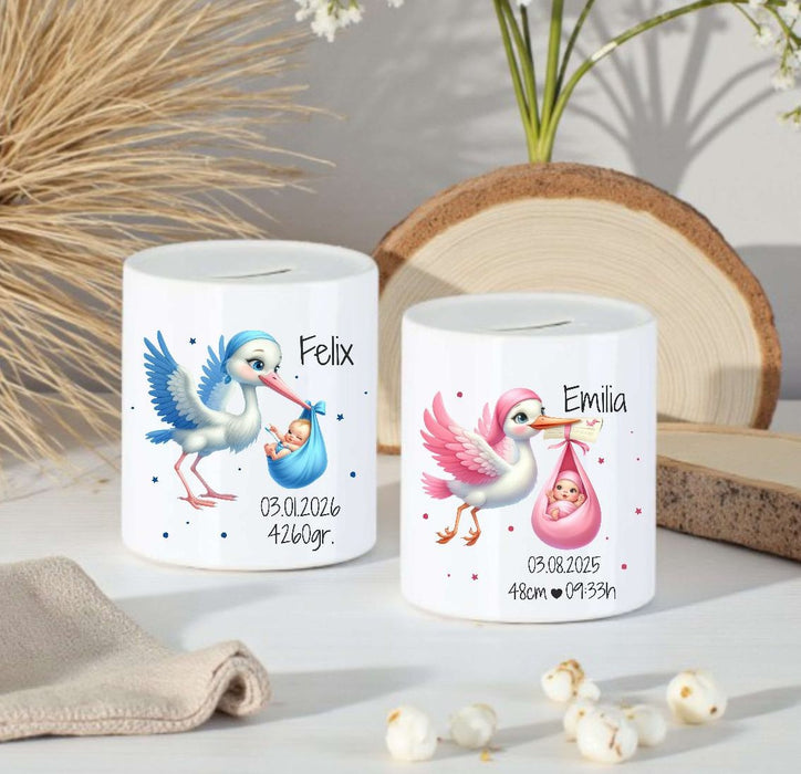 Personalisierte Taufspardose aus Keramik – Spardose zur Taufe mit Namen - CreativMade