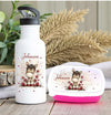 Brotdose & Trinkflasche personalisiert - Esel - Kinder Set mit Namen Edelstahl Trinkflasche - CreativMade 