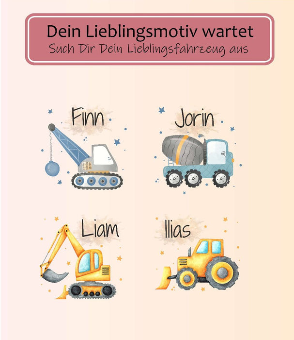 Personalisierte Kinderspardose mit Namen Radlader – Keramik Spardose zur Einschulung, Geburt oder Taufe - CreativMade