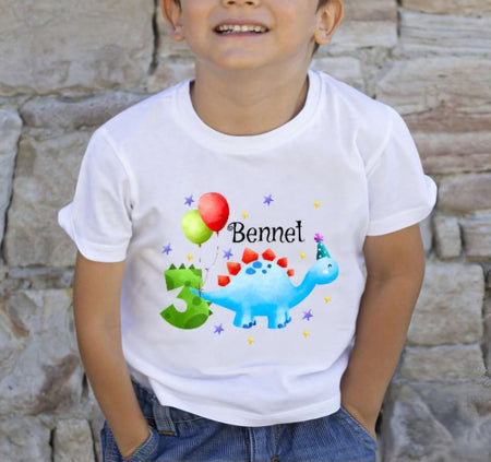 Kinder Geburtstagshirt personalisiert mit Namen Dinosaurier erster Geburtstag Kinder T-Shirt Geburtstag Jungen - CreativMade