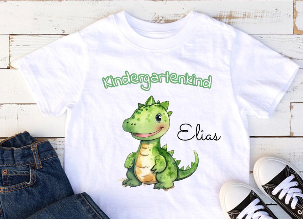 T-Shirt Kindergartenkind Dinosaurier Junge mit Name - CreativMade 