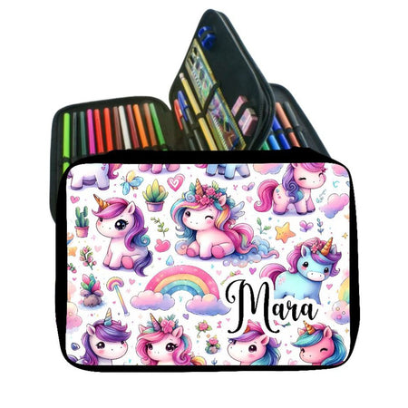 Personalisiertes Federmäppchen mit Name Einhorn Mädchen Geschenk Einschulung Federmappe Federpenal - CreativMade