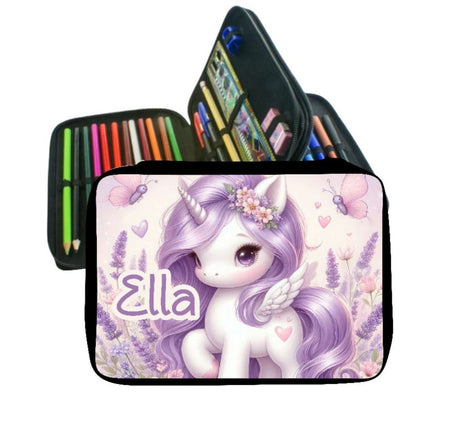 Personalisiertes Federmäppchen mit Name Einhorn Mädchen Geschenk Einschulung Federmappe Federpenal - CreativMade
