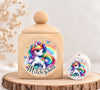 Milchzahndose Einhorn Regenbogen Holz mit Motivscheibe | DIY & Kreativbedarf 6 x 4cm Zahndose - CreativMade