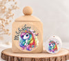 Milchzahndose Einhorn bunt Holz mit Motivscheibe | DIY & Kreativbedarf 6 x 4cm Zahndose | CreativMade .