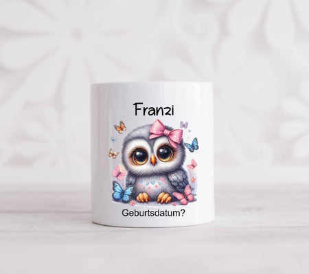 Spardose Kinder personalisiert mit Name Eule Mädchen Keramik Kinderspardose Geschenk Geburt Geburtstag Einschulung Taufe - CreativMade 