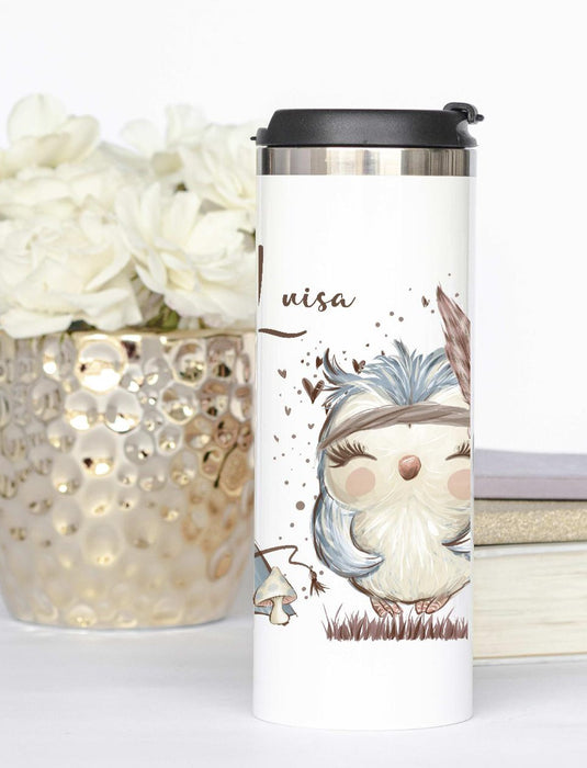 Thermobecher personlisiert mit Namen Eule Waldtiere to go Becher Trink– CreativMade