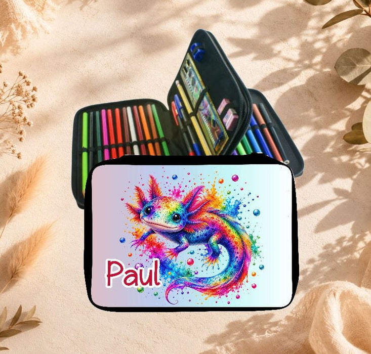 Personalisiertes Federmäppchen mit Name Axolotl Jungen Geschenk Einschulung Federmappe Federpenal | CreativMade .