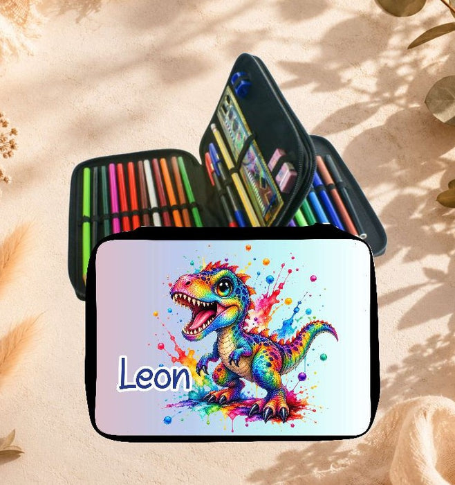 Personalisiertes Federmäppchen mit Name Dinosaurier Jungen Geschenk Einschulung Federmappe Federpenal