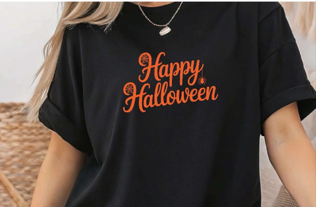 Bügelbild Happy Halloween Schriftzug Halloween Aufbügelmotiv für helle & dunkle Textilien DIY Aufbügler für T-Shirt, Pullover & Kostüm - CreativMade