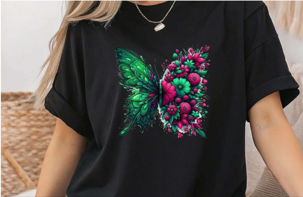 Bügelbild Schmetterling Erwachsene Aufbügelmotiv Textilaufbügler für Kleidung & Stoffe DIY Transferbild & Geschenkidee Damen - CreativMade