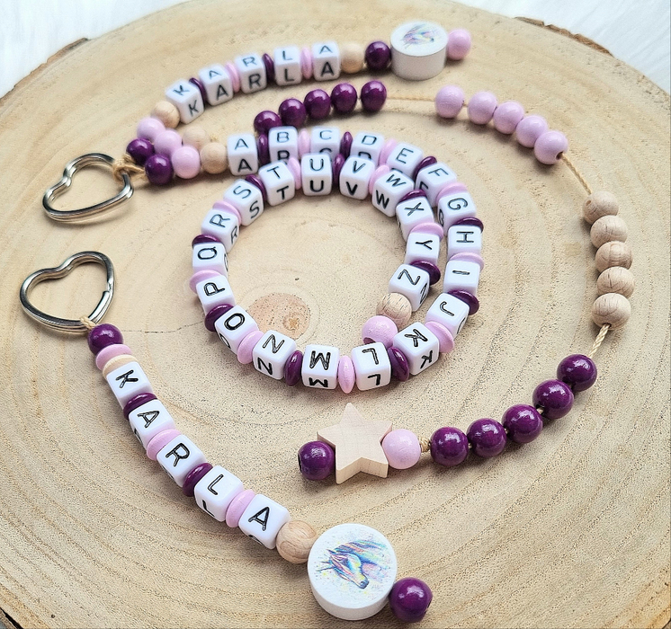 Personalisierte Rechenkette Einhorn mit Buchstaben & Holzperlen – Lernhilfe für Kinder - CreativMade