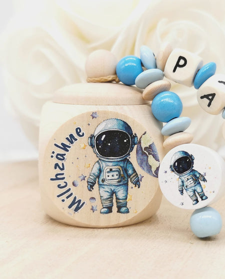 Milchzahndose mit Namen Junge Astronaut - CreativMade 