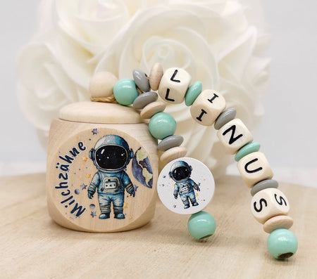 Milchzahndose mit Namen Junge Astronaut - CreativMade 