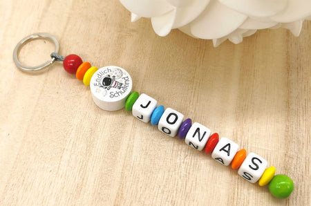 Schlüsselanhänger endlich Schulkind mit Name Junge Astronaut Einschulung - CreativMade 