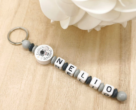 Schlüsselanhänger endlich Schulkind mit Name Junge Astronaut Einschulung - CreativMade 