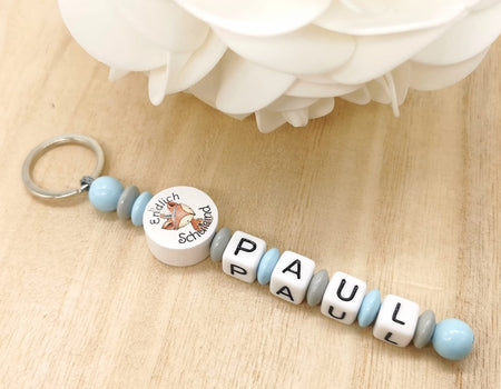 Schlüsselanhänger endlich Schulkind mit Name Junge Fuchs Einschulung - CreativMade 