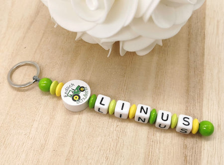 Schlüsselanhänger endlich Schulkind mit Name Junge Traktor Einschulung - CreativMade 