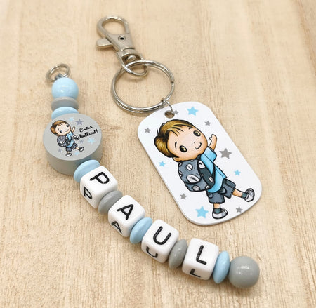 Schlüsselanhänger endlich Schulkind mit Name Junge Einschulung - CreativMade 