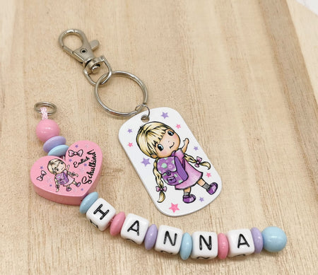 Schlüsselanhänger endlich Schulkind mit Name Mädchen Einschulung - CreativMade 