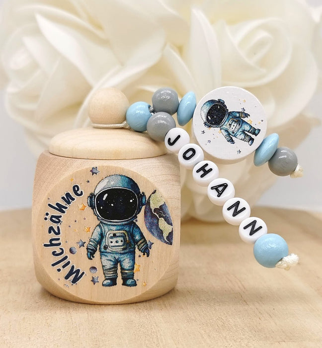 Milchzahndose Zahndose mit Name Junge Astronaut - CreativMade 