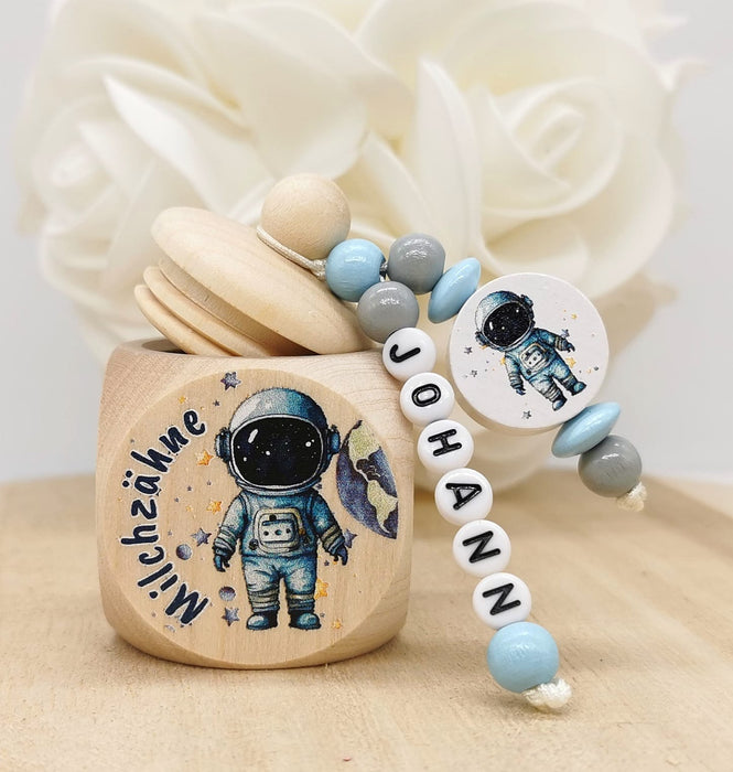 Milchzahndose Zahndose mit Name Junge Astronaut - CreativMade 