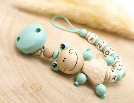 Schnullerkette Frosch mit Name personalisiert Geschenk Baby - CreativMade 