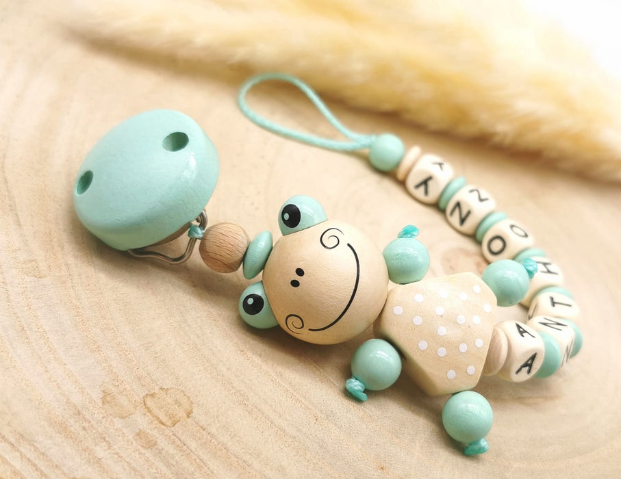 Schnullerkette Frosch mit Name personalisiert Geschenk Baby - CreativMade 