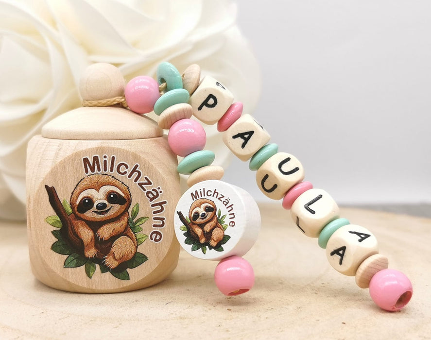 YOGAZEN Milchzahndose Aus Holz - Aufbewahrungsbox Für Milchzähne Mit 3D-Motiv