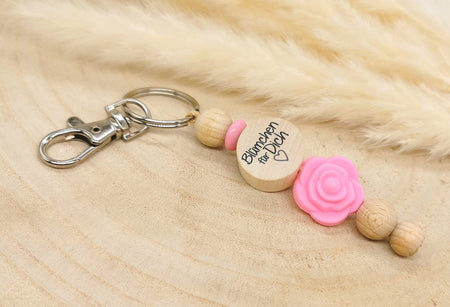 Schlüsselanhänger Blümchen für Dich Rosa kleine Aufmerksamkeit Taschenbaumler Geschenkidee Geburtstag Muttertag Valentinstag - CreativMade 