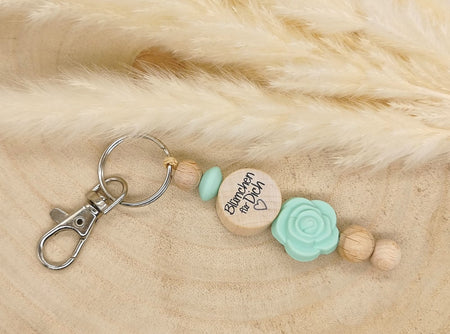 Schlüsselanhänger Blümchen für Dich Mintgrün kleine Aufmerksamkeit Taschenbaumler Geschenkidee Geburtstag Muttertag Valentinstag - CreativMade 