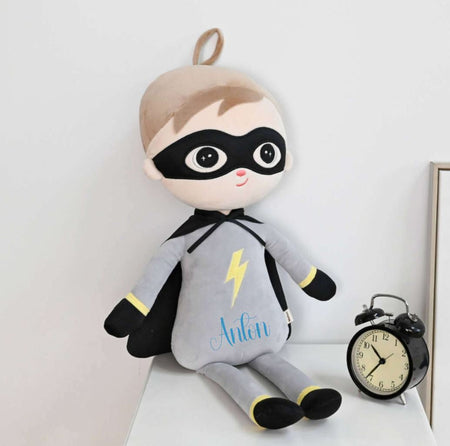 Kuscheltier personalisiert mit Name Junge Superboy Plüschtier Geschenk Baby Geburt Stofftier - CreativMade 