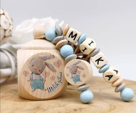 Milchzahndose Hase Jungen personalisierte Zahndose mit Namen - CreativMade