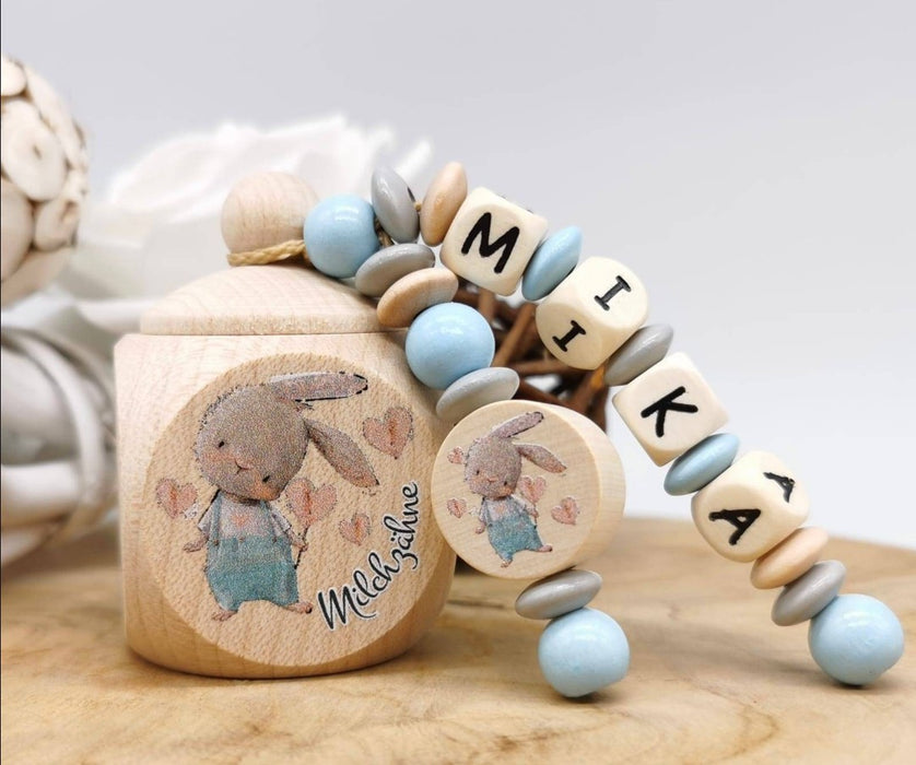 Milchzahndose Hase Jungen personalisierte Zahndose mit Namen - CreativMade