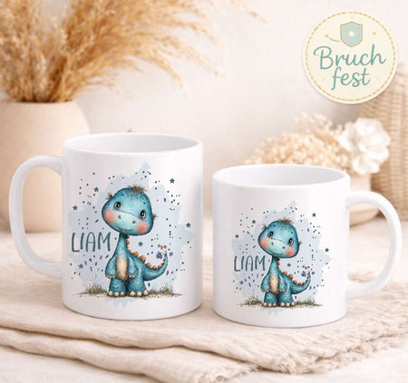 Kindertasse personalisiert mit Namen | Dinosaurier Jungen | Kunststoffbecher für Kindergarten, Kita & Schule - CreativMade