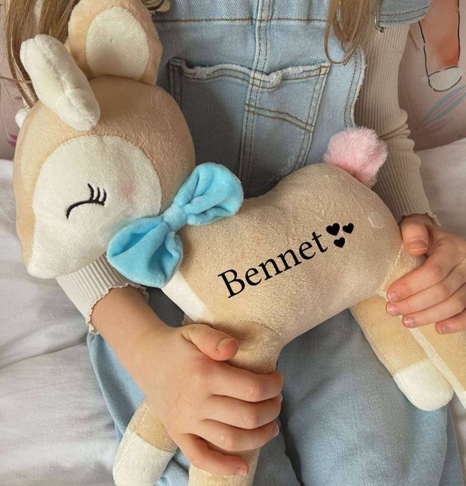 Reh personalisiert mit Name Kuscheltier Junge Stofftier Plüschtier Baby Geburt - CreativMade 
