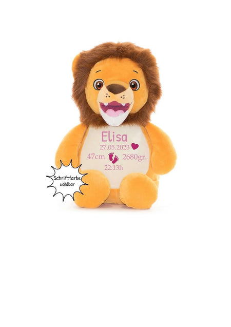 Löwe personalisiert mit Name Kuscheltier Mädchen Stofftier Geschenk Geburt Baby Plüschtier - CreativMade 
